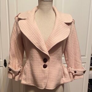 Chic Women's Tweed Blazer in Soft Peach